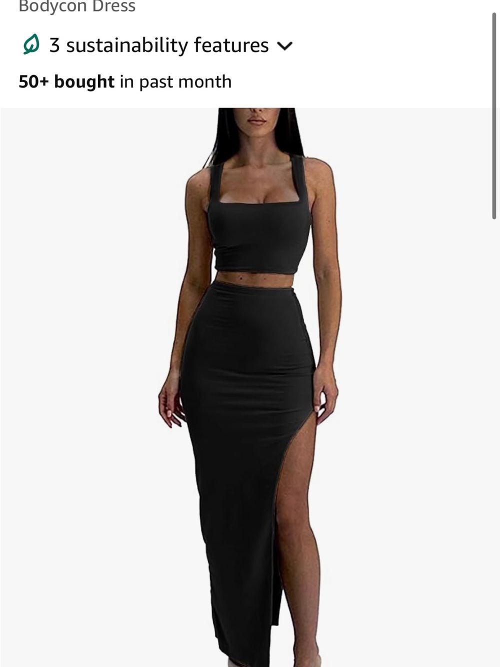 Black High-Slit Bodycon Maxi Skirt + matching top NWT